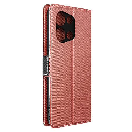 Avizar Étui pour Oppo Reno 8 5G Portefeuille Support Finition Striée Slim Rose / Gris