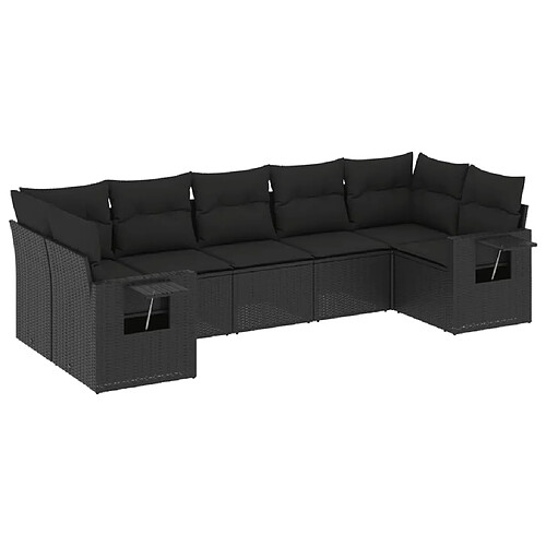 Maison Chic Salon de jardin 7 pcs avec coussins | Ensemble de Table et chaises | Mobilier d'Extérieur noir résine tressée -GKD48821