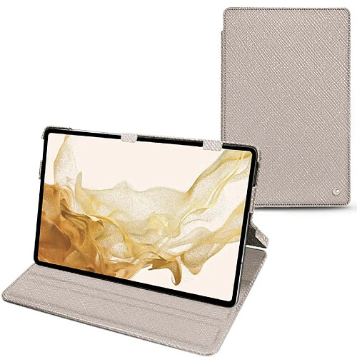 Housse cuir Samsung Galaxy Tab S8 - Rabat horizontal - Taupe innocent ( Pantone #d6d2c4 ) - NOREVE