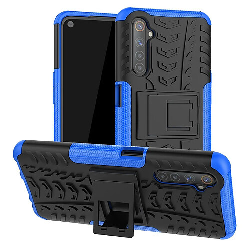 Coque en TPU combo de pneus cool avec béquille bleu pour votre Realme 6