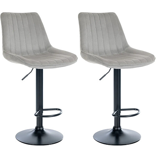 Non Lot de 2 tabourets de bar Toni velours noir