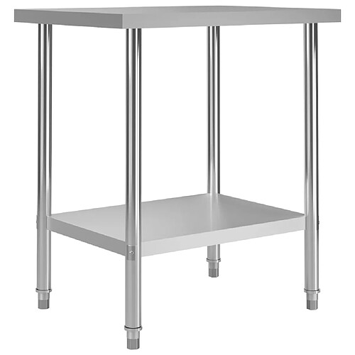 Helloshop26 Table de travail de cuisine 80 x 60 x 85 cm acier Inoxydable 02_0001906