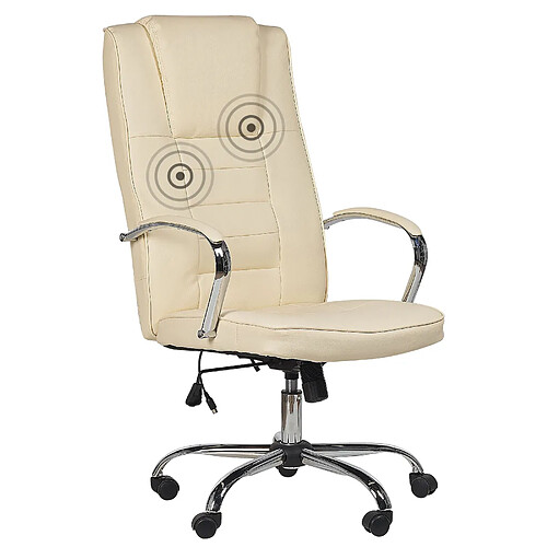 Beliani Fauteuil massant Cuir PU Beige GRANDEUR