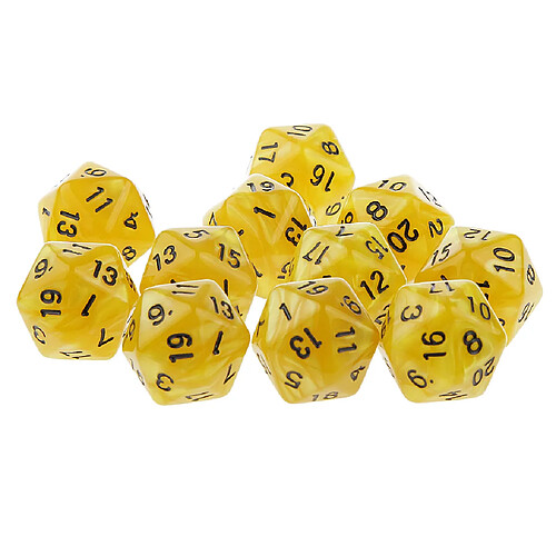 10pcs Vingt Faces De Dés D20 Jouer D & D Jeux Rpg Parti Dices Jaune