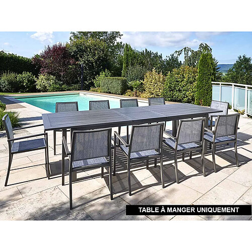 Table rectangulaire extensible en aluminium aspect teck gris SANTORIN - 10 places - Jardiline