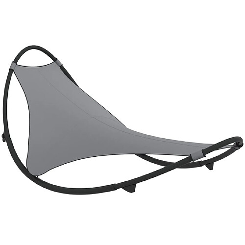 Helloshop26 Transat design chaise longue bain de soleil lit de jardin terrasse meuble d'extérieur à bascule avec roues acier et textilène gris 02_0012962