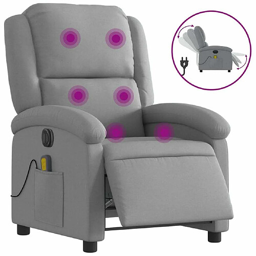 Maison Chic Fauteuil Relax pour salon, Fauteuil de massage inclinable électrique gris clair tissu -GKD22405