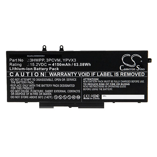 vhbw Batterie compatible avec Dell Latitude 15 5511 VNJNW, 5511 Y4MGM ordinateur portable Notebook (4150mAh, 15,2V, Li-ion)