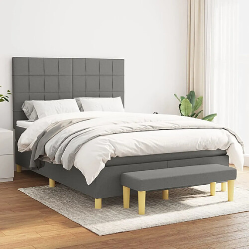 Maison Chic Lit Adulte - Lit simple Lit à sommier tapissier avec matelas moelleux - Meuble de Chambre - Gris foncé 140x200cm Tissu -MN45222