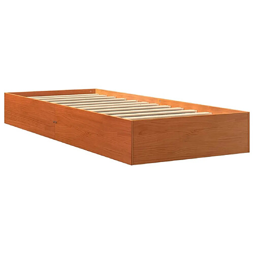 Vidaxl Cadre de lit cire marron 90x190 cm bois de pin massif