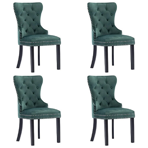 Decoshop26 Lot de 4 chaises de salle à manger cuisine design classique velours vert foncé CDS022025