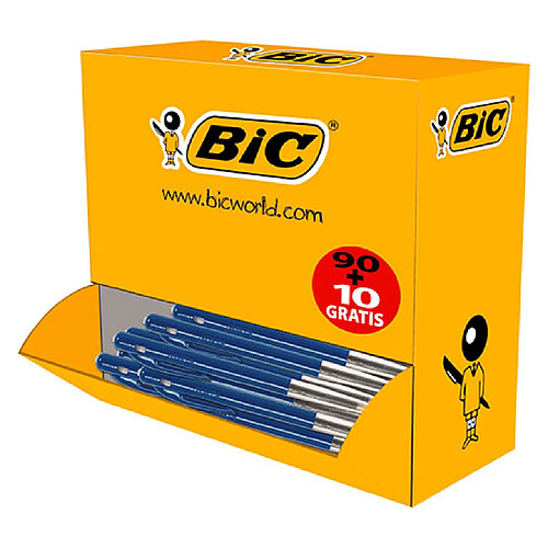 Stylos bille Bic M10 rétractable bleu - lot de 100 dont 10 gratuits