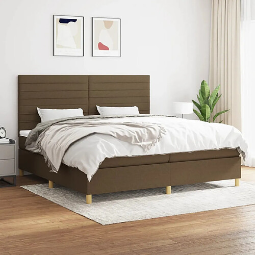 vidaXL Sommier à lattes de lit avec matelas Marron foncé 200x200 cm