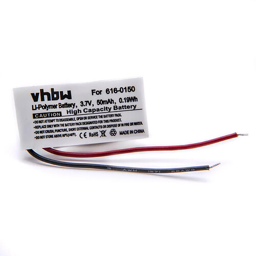 vhbw Li-Polymère batterie 50mAh (3.7V) pour lecteur MP3 baladeur MP3 Player comme Apple 616-0150, 616-0548