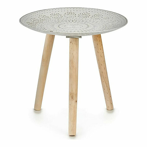 Gift Decor Table d'appoint Mandala 40 x 39 x 40 cm Bois Marron Blanc