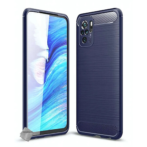 Htdmobiles Coque pour Xiaomi Poco M5s - housse etui silicone gel carbone + film ecran - BLEU FONCE