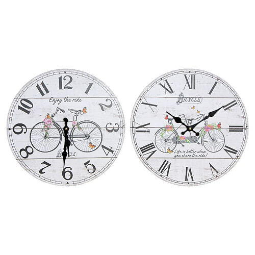 Horloge Murale DKD Home Decor Bicyclette Bois MDF (2 pcs) (34 x 4 x 34 cm)