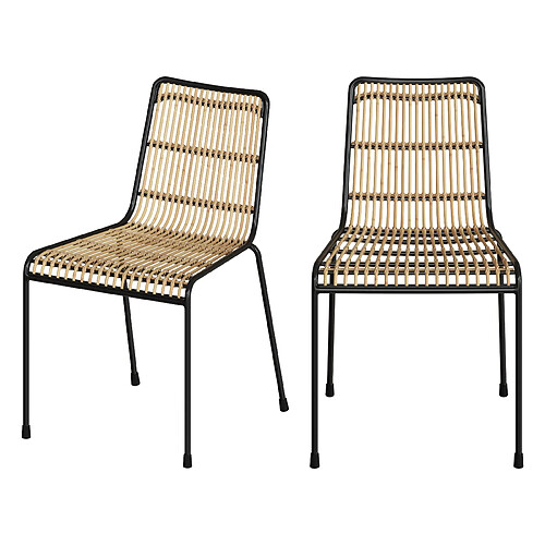 Rendez Vous Deco Chaise Jouve en rotin et métal noir (lot de 2)