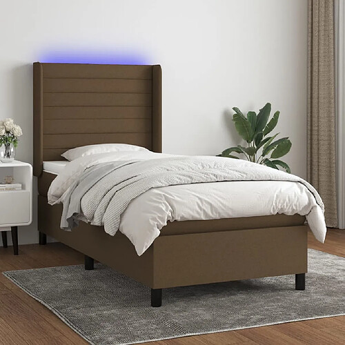 Sommier à lattes et matelas LED,Cadre à lattes de lit pour Adulte Marron foncé 80x200cm Tissu -MN63403