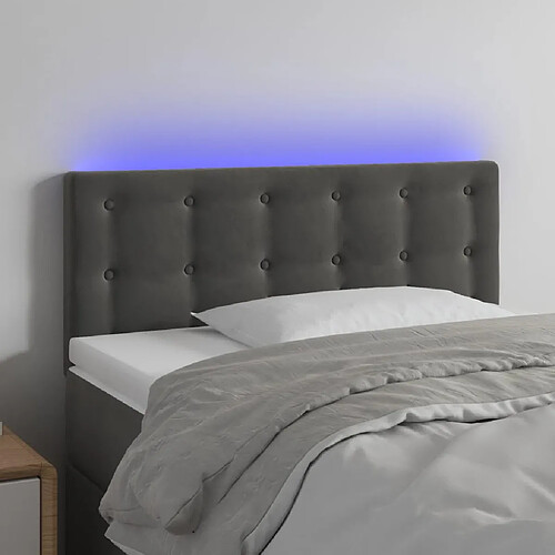 vidaXL Tête de lit à LED Gris foncé 80x5x78/88 cm Velours