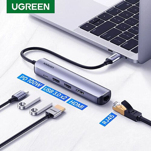 Universal Hub USB C mini taille USB type C 3.1 à 4K HDMI RJ45 USB 3.0 Hub USB C Pro Air PC USB |