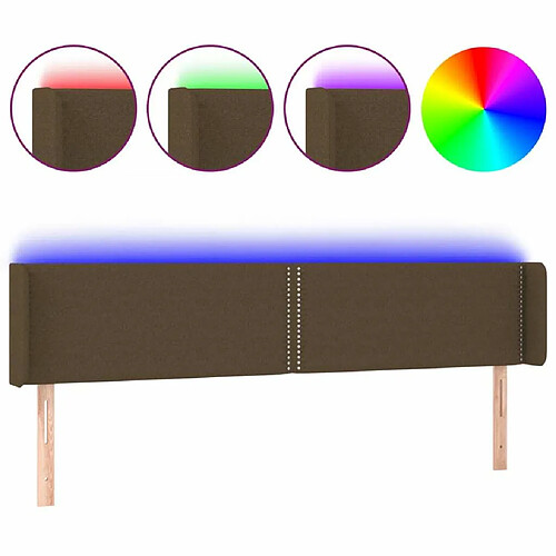 Maison Chic Tête de lit moderne à LED lumineuse pour chambre - Décoration de lit Marron foncé 163x16x78/88 cm Tissu -MN53786