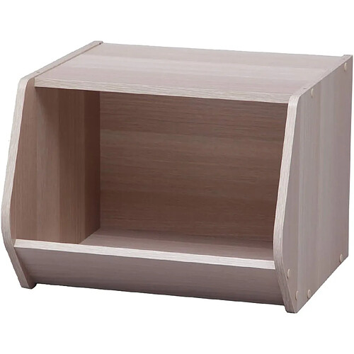 Iris Ohyama, Niche de rangement ouverte en bois - Boîte de rangement empilable modulaire en bois STB-400 - Chêne clair, L40 x P38,8 x H30,5 cm 531483