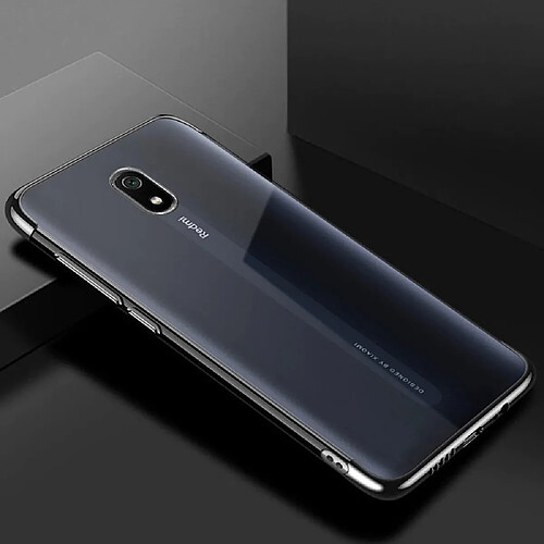 Ozzzo transparent couleur coque gel tpu electroplating frame cover pour xiaomi redmi 8a noir