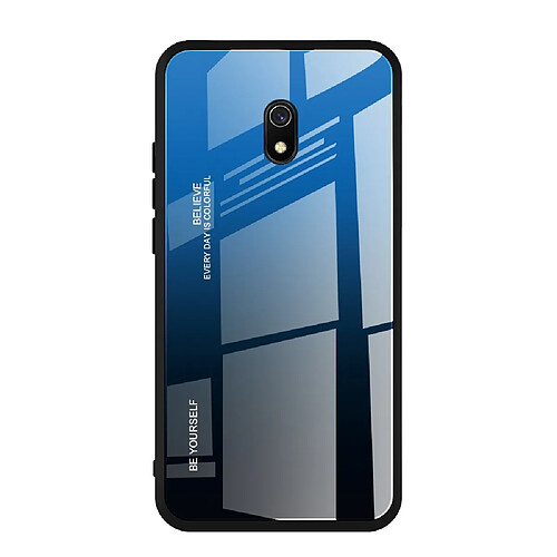 Wewoo Coque Pour Xiaomi Redmi 8A Gradient Color Glass Case Blue