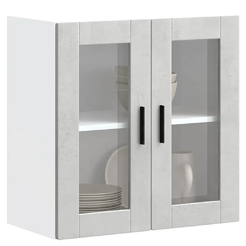 vidaXL Armoire murale de cuisine avec porte en verre Porto gris béton