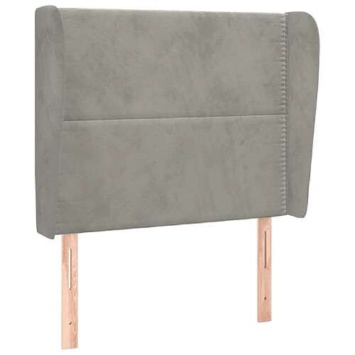 Maison Chic Tête de lit moderne avec oreilles pour chambre - Décoration de lit Gris clair 83x23x118/128 cm Velours -MN16996