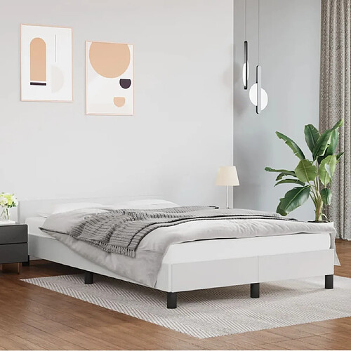 vidaXL Cadre de lit avec tête de lit sans matelas blanc 120x200 cm