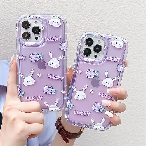 GUPBOO Étui pour iPhone11ProMax Fleurs plein écran lapin clignotant petit étui de téléphone portable frais transparent