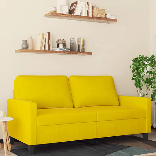 vidaXL Canapé à 2 places Jaune 140 cm Velours