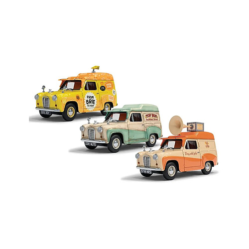 Corgi Wallace & Gromit - Coffret 3 véhicules 1/43 Austin A35 Van Collection - Cheese Please!, Top Bun, Spick & Spanmobile