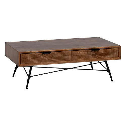 BigBuy Home Table Basse LAGOM Noir Naturel Fer Bois d'hévéa 120 x 60 x 40 cm