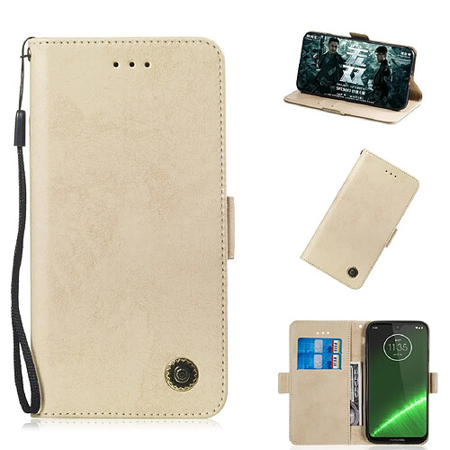 Wewoo Housse Coque Etui en cuir avec rabat horizontal multifonctionnel fente pour carte et support Motorola G7 Power or