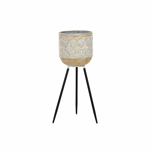 Cache-pot DKD Home Decor Noir Doré Métal Blanc Bicolore (26 x 26 x 70 cm)