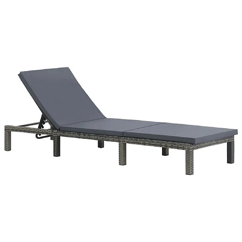 Maison Chic Chaise longue avec coussin | Bain de soleil Relax | Transat Résine tressée Anthracite -GKD56693