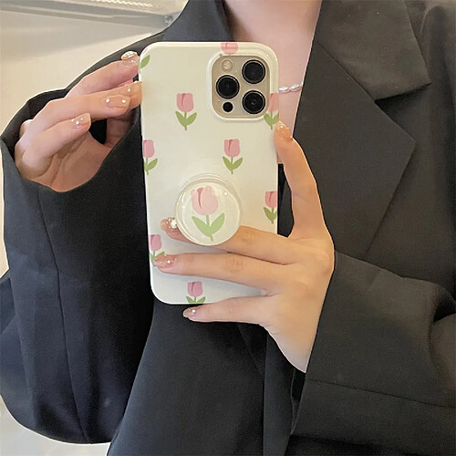 GUPBOO Étui pour iPhone11 Support de coque de téléphone de style coréen tulipe rose