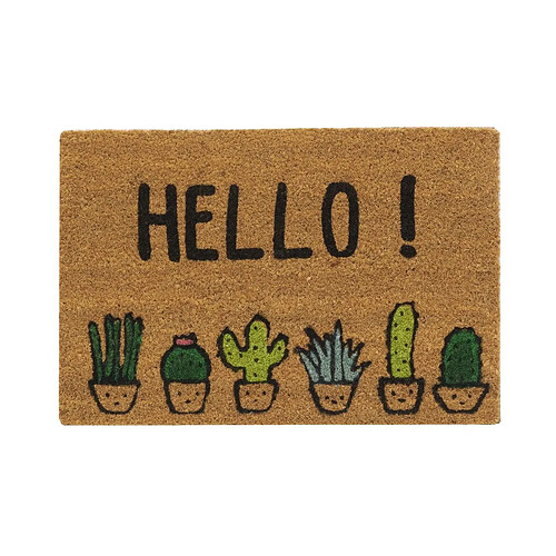 Aubry Gaspard Paillasson en fibre de coco 60 x 40 cm Cactus hello.