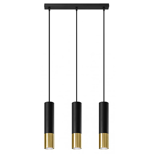 Luminaire Center Suspension Loopez Acier Or,noir 3 ampoules 90cm