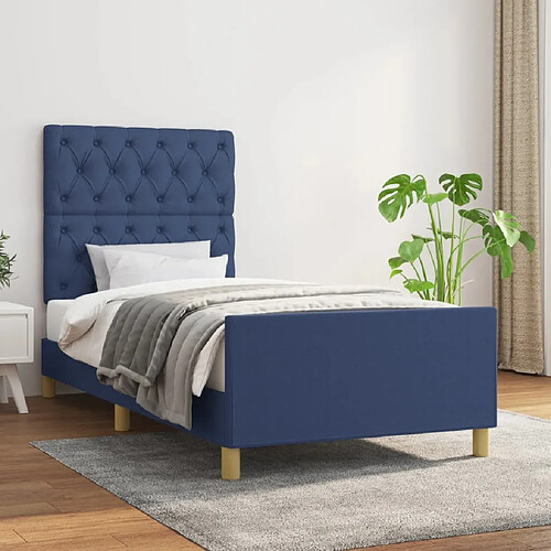 Maison Chic Lit adulte - Cadre Structure de lit avec tête de lit Contemporain Bleu 80x200 cm Tissu -MN94072