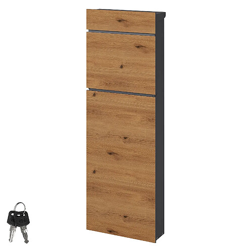 ML DESIGN MODERN LIVING Boîte aux lettres sur pied acier brun aspect bois 39,5x14,1x115 cm boîte postale