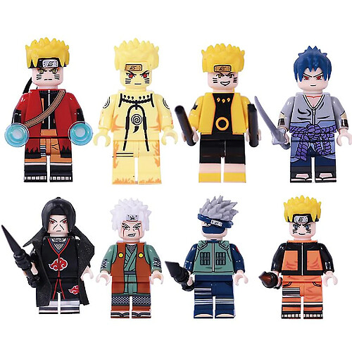 Universal 8 pièces Naruto Vortex Naruto a assemblé des petits jouets de blocs de construction pour enfants