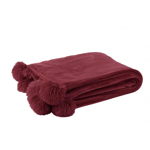 Dansmamaison Plaid Pompon Polyester Bordeaux