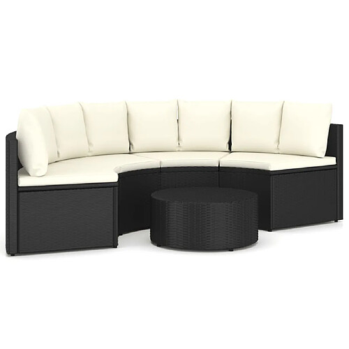 Maison Chic Salon de jardin 5 pcs + coussins - Mobilier/Meubles de jardin - Table et chaises d'extérieur Résine tressée Noir -MN52783