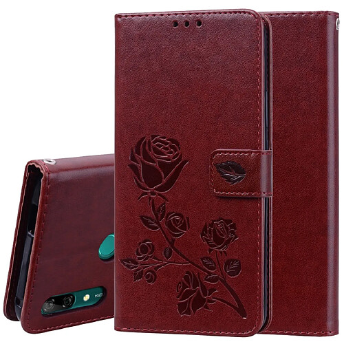 Wewoo Housse Coque Étui en cuir PU à rabat horizontal relief rose pour Huawei P Smart Zavec support et fentes cartes et portefeuille marron