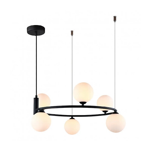 Luminaire Center Suspension moderne Amily Noir 6 ampoules