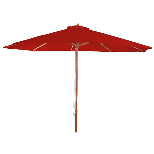 Decoshop26 Parasol de jardin diamètre 3m polyester rouge et bois pieds de parasol non inclus 04_0008012